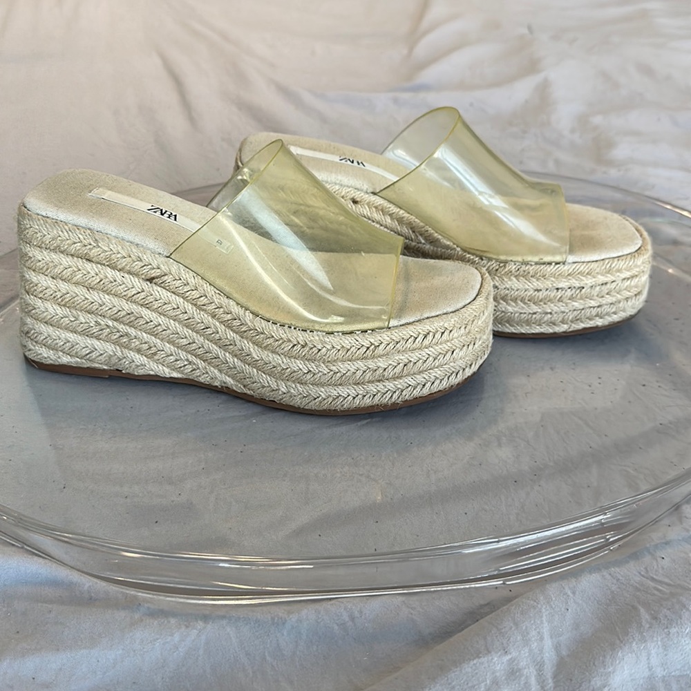 Vinyl wedge sandals Zara